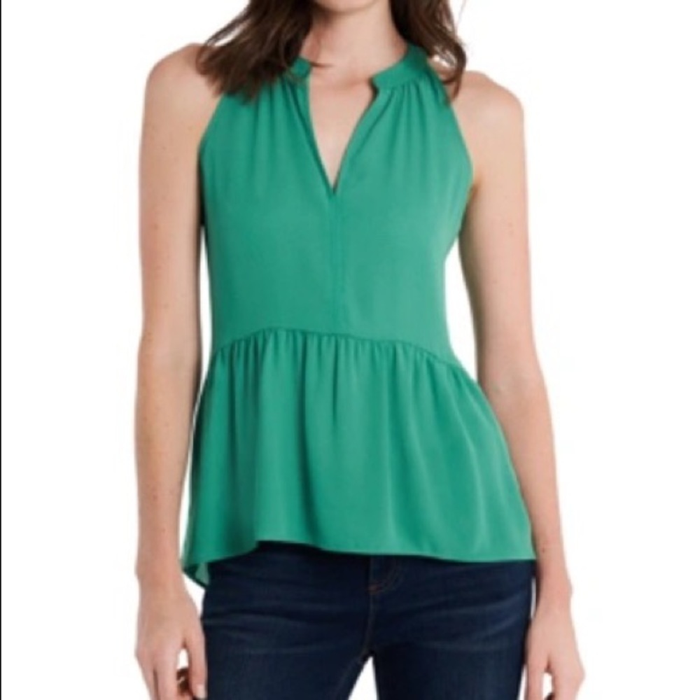1.STATE Green Sleeveless Peplum Lightweight Top